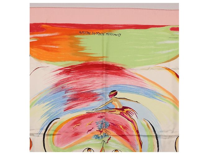 Hermès HERMES Carre 90 Foulard di Seta "Smiles in Third millenary" Rosa Auth 200117M - vista 3