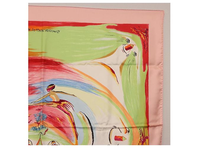Hermès HERMES Carre 90 Foulard di Seta "Smiles in Third millenary" Rosa Auth 200117M - vista 4