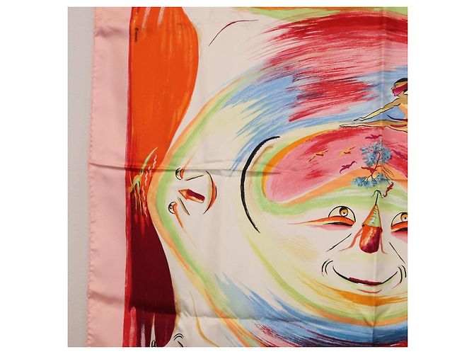 Hermès HERMES Carre 90 Foulard di Seta "Smiles in Third millenary" Rosa Auth 200117M - vista 5