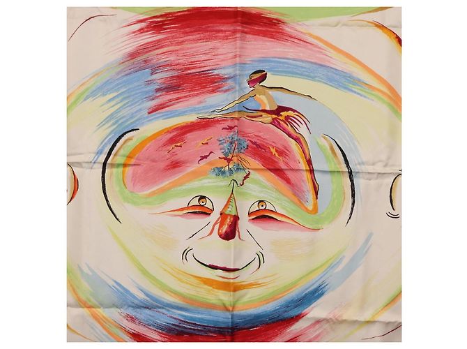 Hermès HERMES Carre 90 Foulard di Seta "Smiles in Third millenary" Rosa Auth 200117M - vista 6