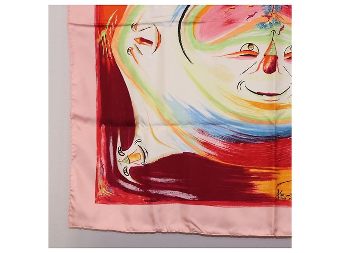 Hermès HERMES Carre 90 Foulard di Seta "Smiles in Third millenary" Rosa Auth 200117M - vista 8