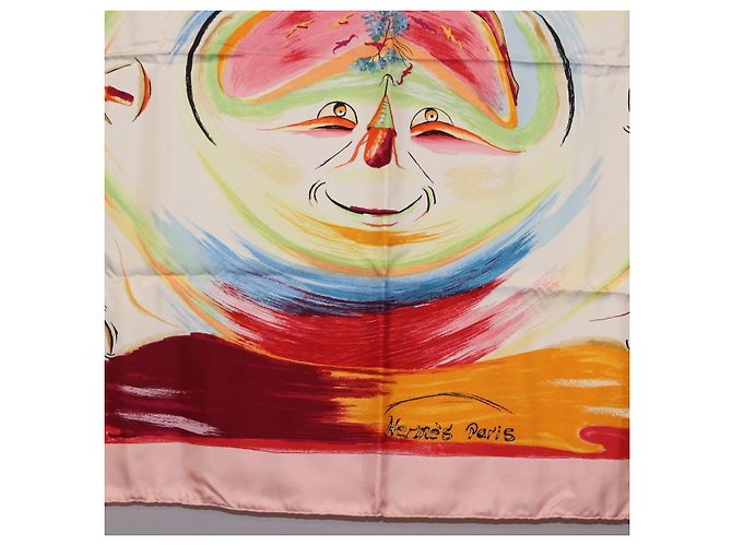 Hermès HERMES Carre 90 Foulard di Seta "Smiles in Third millenary" Rosa Auth 200117M - vista 9