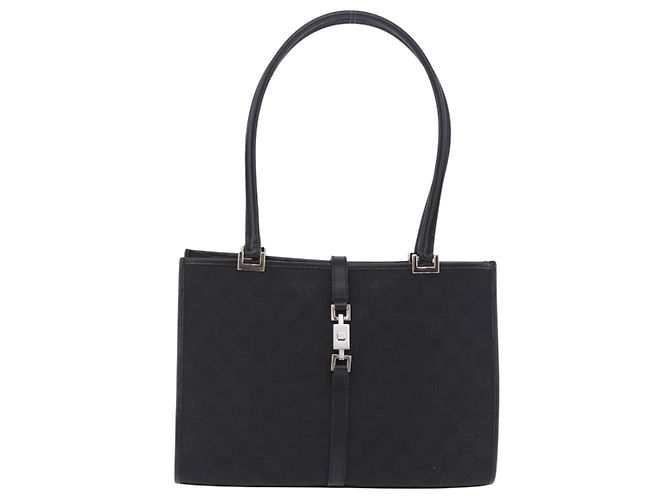 Borsa GUCCI GG Canvas Jackie Nero Argento 002 1073 Auth ka6140A - vista 2