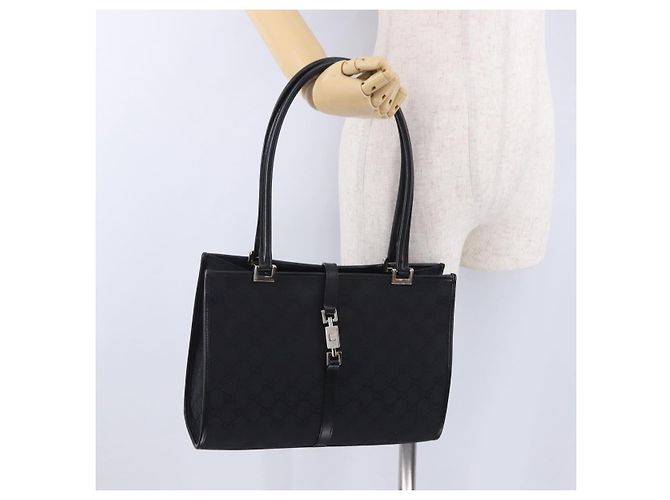 Borsa GUCCI GG Canvas Jackie Nero Argento 002 1073 Auth ka6140A - vista 31