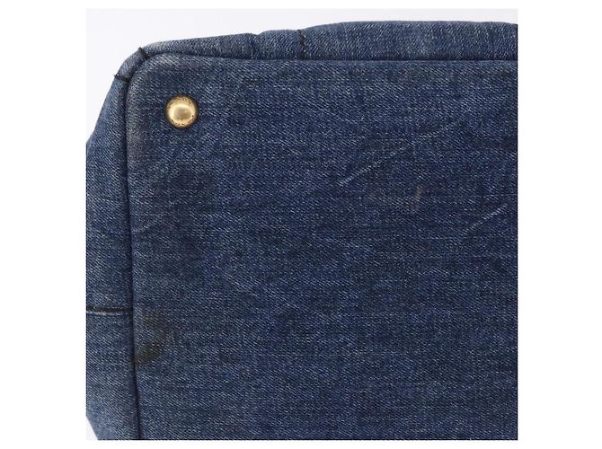 Borsa a mano PRADA Canapa MM Denim Blue Gold Tone Auth 201120 - vista 10