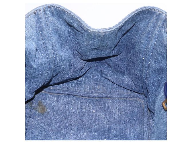 Borsa a mano PRADA Canapa MM Denim Blue Gold Tone Auth 201120 - vista 20