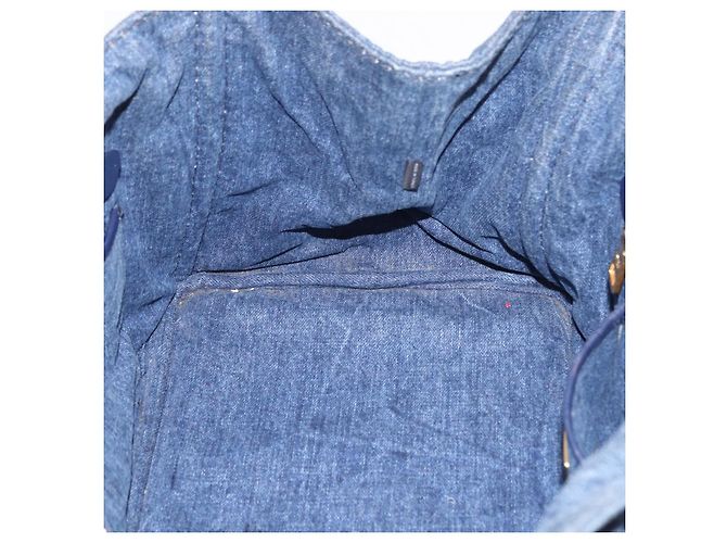 Borsa a mano PRADA Canapa MM Denim Blue Gold Tone Auth 201120 - vista 22