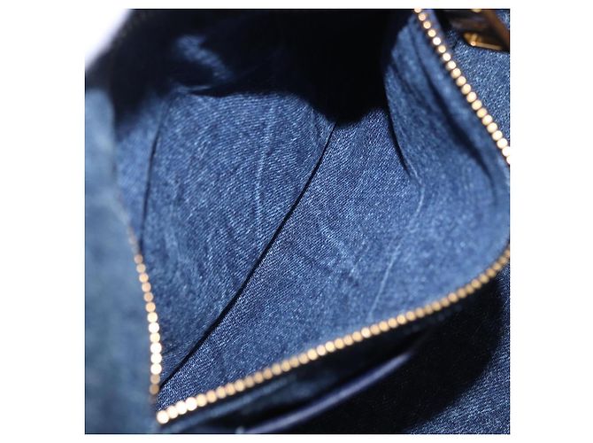 Borsa a mano PRADA Canapa MM Denim Blue Gold Tone Auth 201120 - vista 24