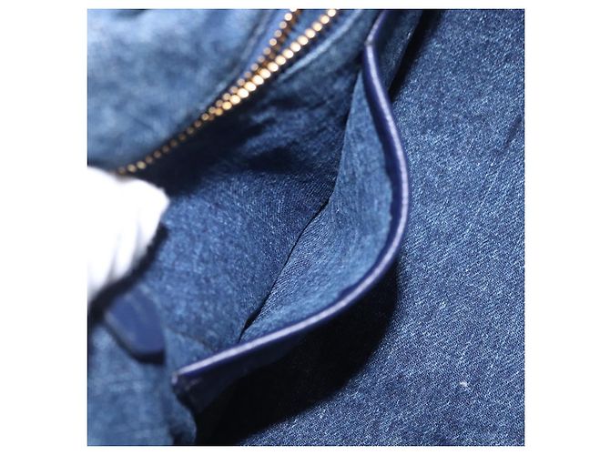 Borsa a mano PRADA Canapa MM Denim Blue Gold Tone Auth 201120 - vista 27