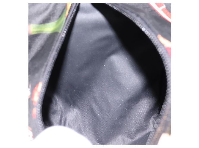 Pouch Salvatore Ferragamo Gancini Nylon Nero Tono Oro Auth 200166 - vista 13