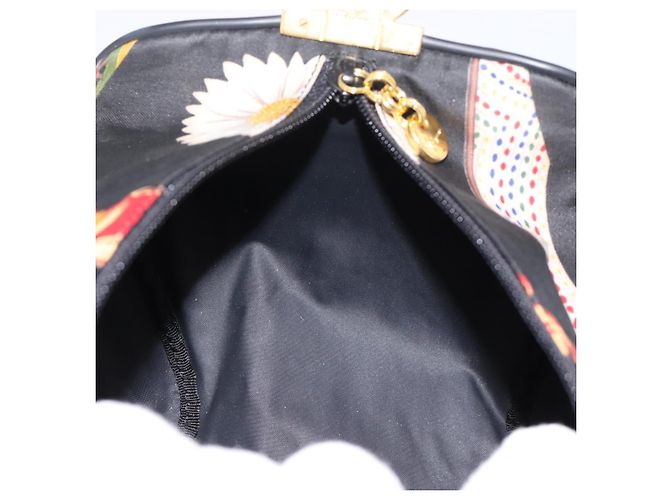 Pouch Salvatore Ferragamo Gancini Nylon Nero Tono Oro Auth 200166 - vista 14