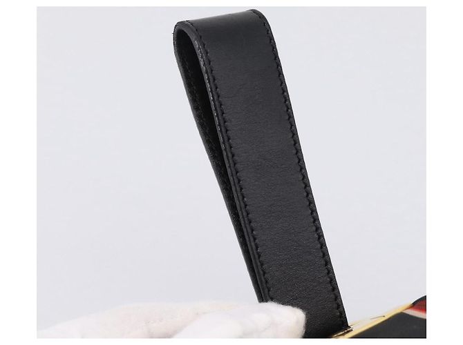Pouch Salvatore Ferragamo Gancini Nylon Nero Tono Oro Auth 200166 - vista 7