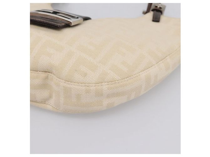 Borsa a tracolla FENDI Zucca Canvas Mamma Baguette Beige Silver Auth 203140V Argento - vista 10