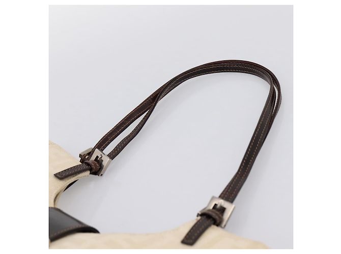 Borsa a tracolla FENDI Zucca Canvas Mamma Baguette Beige Silver Auth 203140V Argento - vista 8