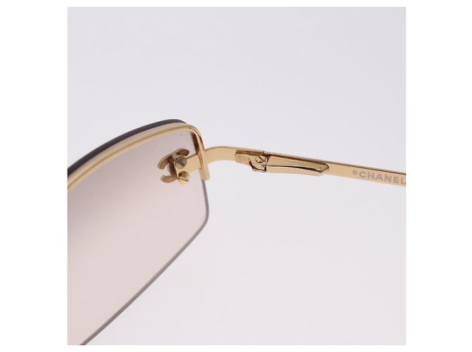 CHANEL CC randlose Strass-Sonnenbrille Metall Brown CC Auth am12569M Braun - Ansicht 10
