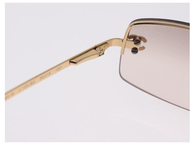 CHANEL CC randlose Strass-Sonnenbrille Metall Brown CC Auth am12569M Braun - Ansicht 11