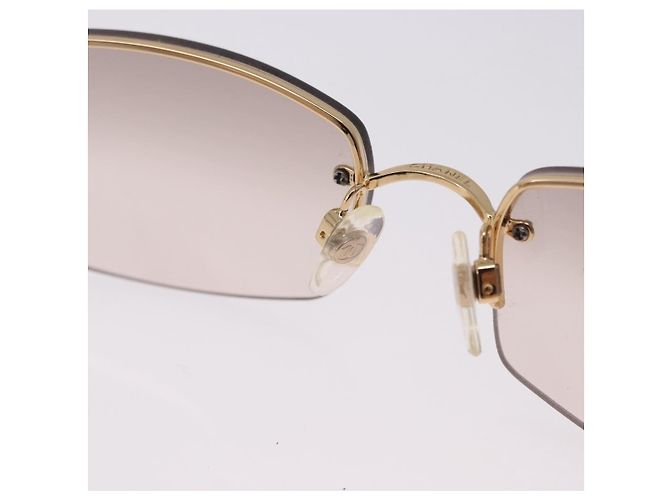 CHANEL CC randlose Strass-Sonnenbrille Metall Brown CC Auth am12569M Braun - Ansicht 12