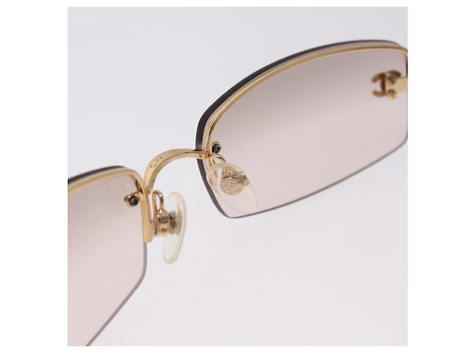 CHANEL CC randlose Strass-Sonnenbrille Metall Brown CC Auth am12569M Braun - Ansicht 13