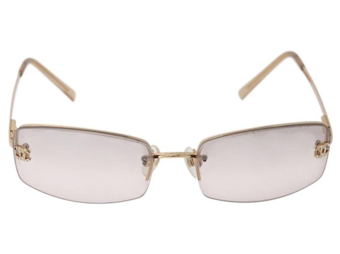 CHANEL CC randlose Strass-Sonnenbrille Metall Brown CC Auth am12569M Braun - Ansicht 2