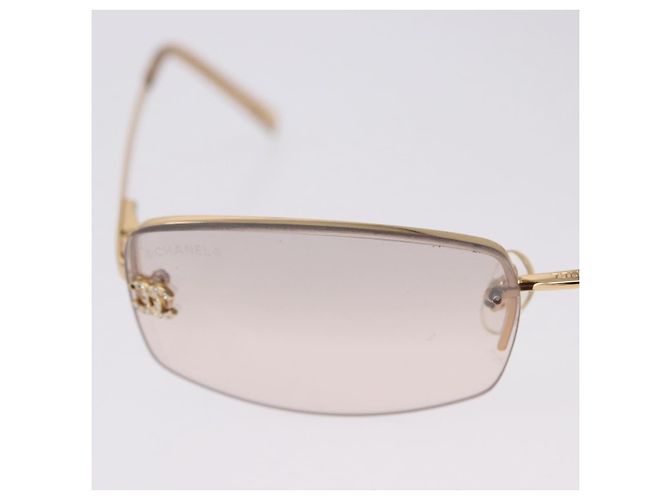 CHANEL CC randlose Strass-Sonnenbrille Metall Brown CC Auth am12569M Braun - Ansicht 4