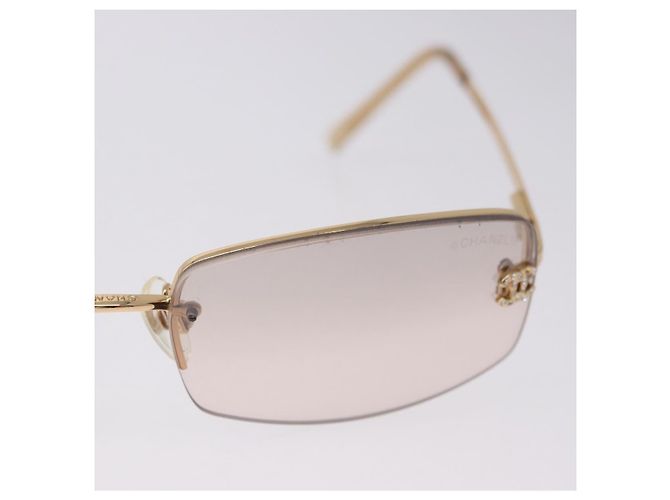 CHANEL CC randlose Strass-Sonnenbrille Metall Brown CC Auth am12569M Braun - Ansicht 5