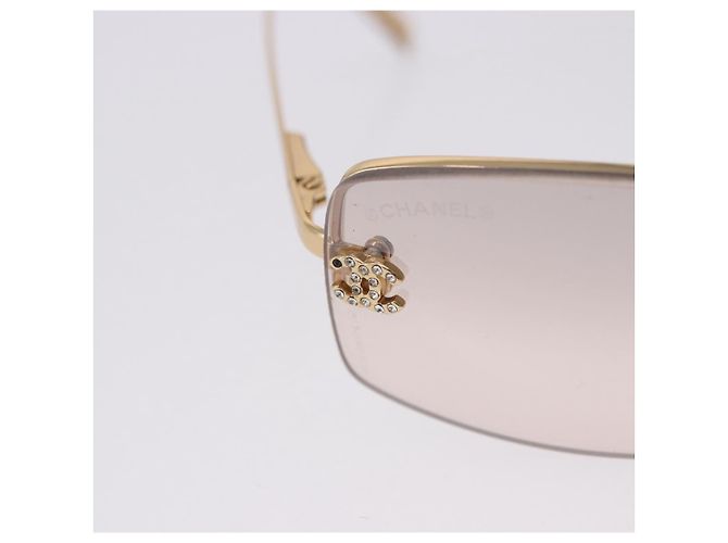 CHANEL CC randlose Strass-Sonnenbrille Metall Brown CC Auth am12569M Braun - Ansicht 6