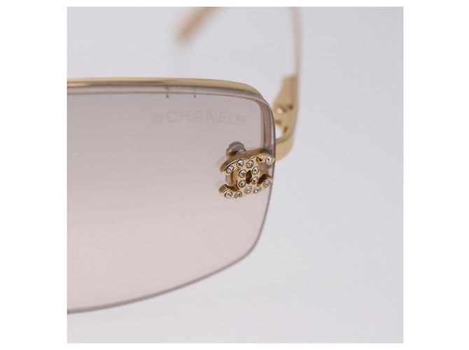 CHANEL CC randlose Strass-Sonnenbrille Metall Brown CC Auth am12569M Braun - Ansicht 7