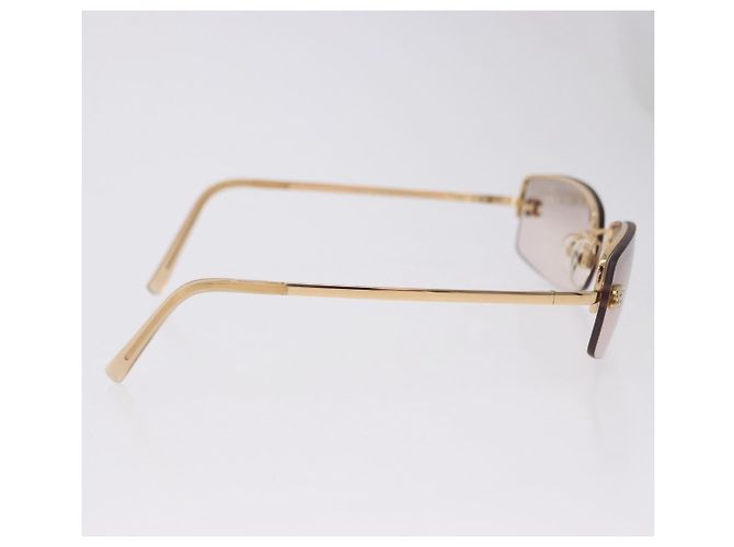 CHANEL CC randlose Strass-Sonnenbrille Metall Brown CC Auth am12569M Braun - Ansicht 8
