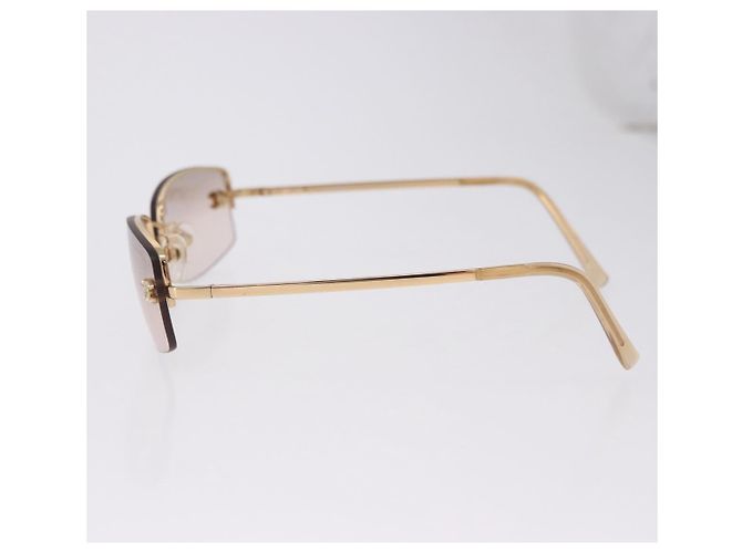 CHANEL CC randlose Strass-Sonnenbrille Metall Brown CC Auth am12569M Braun - Ansicht 9