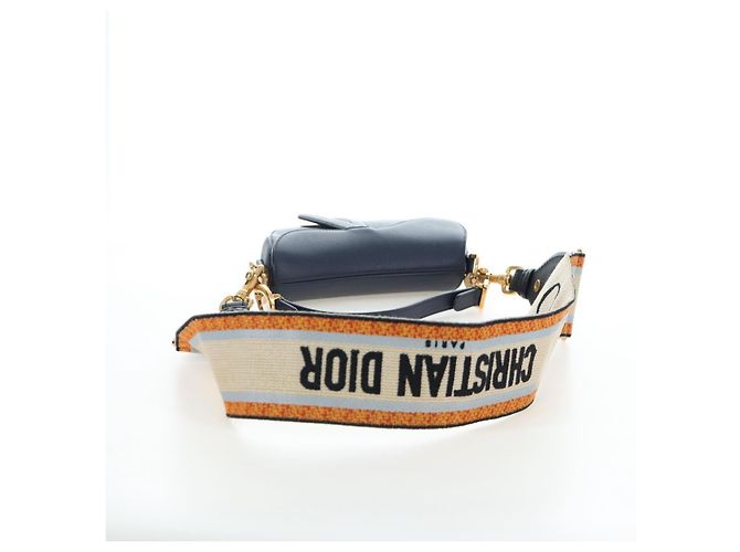 Borsa a tracolla Christian Dior Saddle in pelle 2way Navy Gold Auth 203000V D'oro Blu navy - vista 10