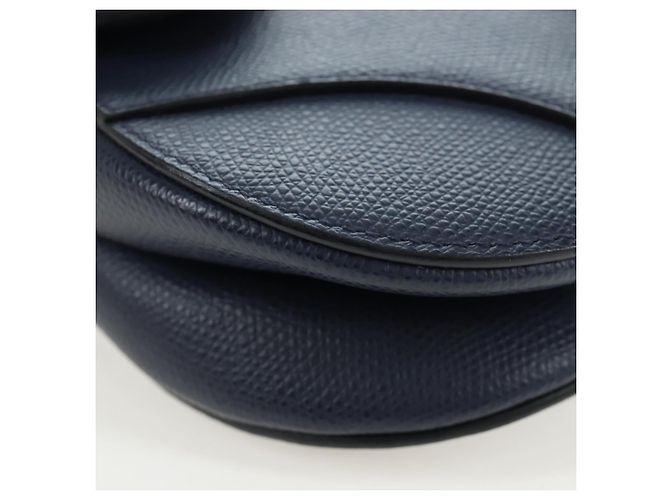 Borsa a tracolla Christian Dior Saddle in pelle 2way Navy Gold Auth 203000V D'oro Blu navy - vista 18