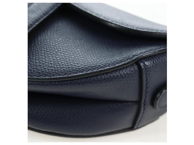 Borsa a tracolla Christian Dior Saddle in pelle 2way Navy Gold Auth 203000V D'oro Blu navy - vista 19