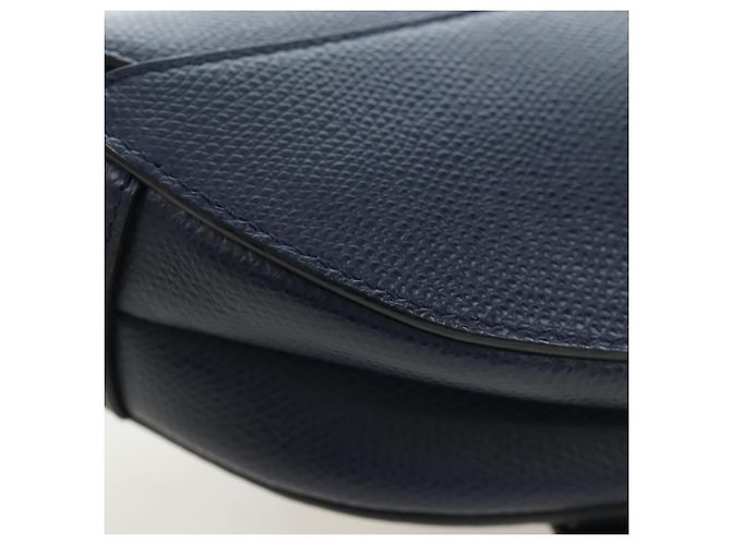 Borsa a tracolla Christian Dior Saddle in pelle 2way Navy Gold Auth 203000V D'oro Blu navy - vista 20