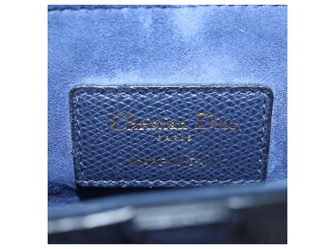 Borsa a tracolla Christian Dior Saddle in pelle 2way Navy Gold Auth 203000V D'oro Blu navy - vista 25