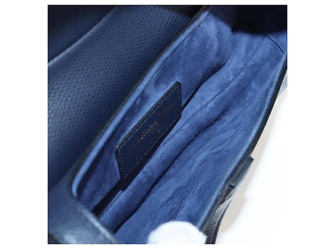 Borsa a tracolla Christian Dior Saddle in pelle 2way Navy Gold Auth 203000V D'oro Blu navy - vista 26
