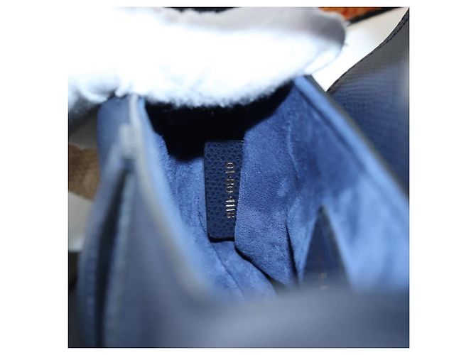Borsa a tracolla Christian Dior Saddle in pelle 2way Navy Gold Auth 203000V D'oro Blu navy - vista 29