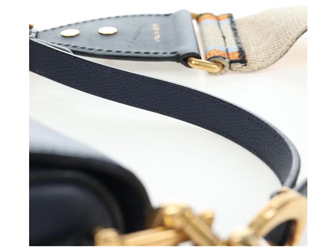 Borsa a tracolla Christian Dior Saddle in pelle 2way Navy Gold Auth 203000V D'oro Blu navy - vista 9