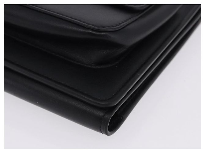 Borsa a pochette VERSACE in pelle nera e argento Auth 200703V Nero - vista 10