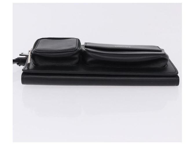Borsa a pochette VERSACE in pelle nera e argento Auth 200703V Nero - vista 8