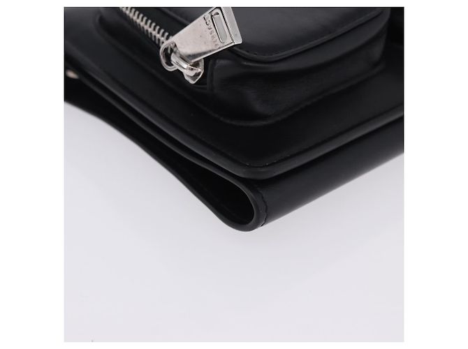Borsa a pochette VERSACE in pelle nera e argento Auth 200703V Nero - vista 9