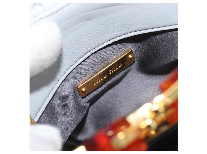 Borsa a tracolla Miu Miu Matelassé in pelle azzurro oro autentica 199398M D'oro Blu chiaro - vista 18