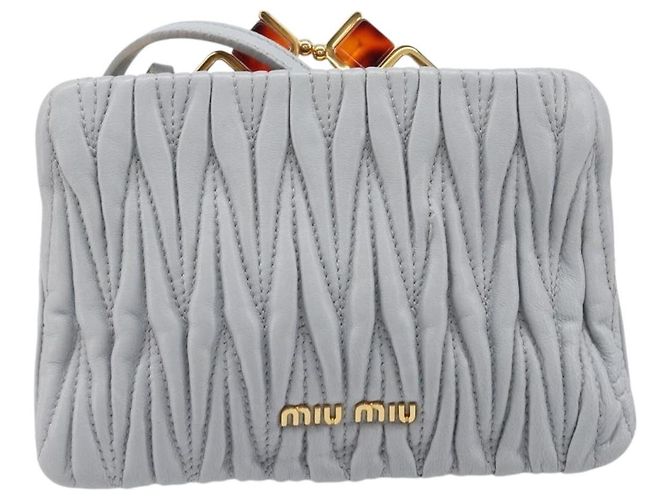 Borsa a tracolla Miu Miu Matelassé in pelle azzurro oro autentica 199398M D'oro Blu chiaro - vista 3