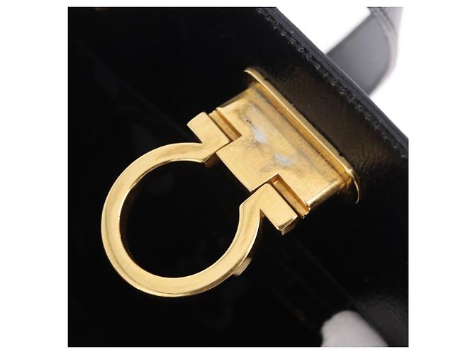 Borsa a tracolla Salvatore Ferragamo Gancini in pelle nera e oro Auth 201321 Nero - vista 23