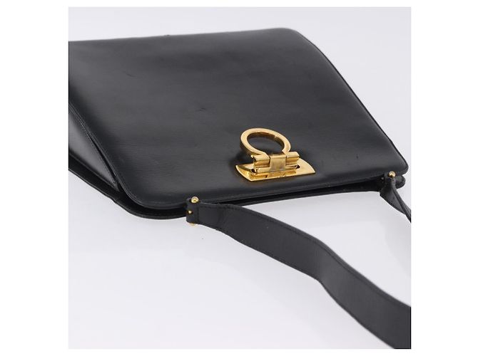 Borsa a tracolla Salvatore Ferragamo Gancini in pelle nera e oro Auth 201321 Nero - vista 7