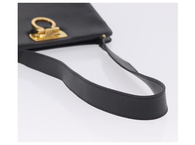 Borsa a tracolla Salvatore Ferragamo Gancini in pelle nera e oro Auth 201321 Nero - vista 8