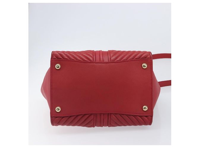 Saco Tote Miu Miu em couro 2 vias vermelho tom dourado Auth ka6072A - vista 12