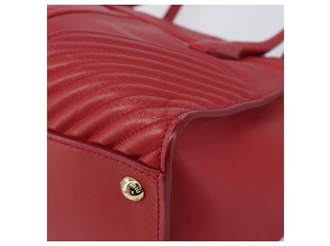 Saco Tote Miu Miu em couro 2 vias vermelho tom dourado Auth ka6072A - vista 13