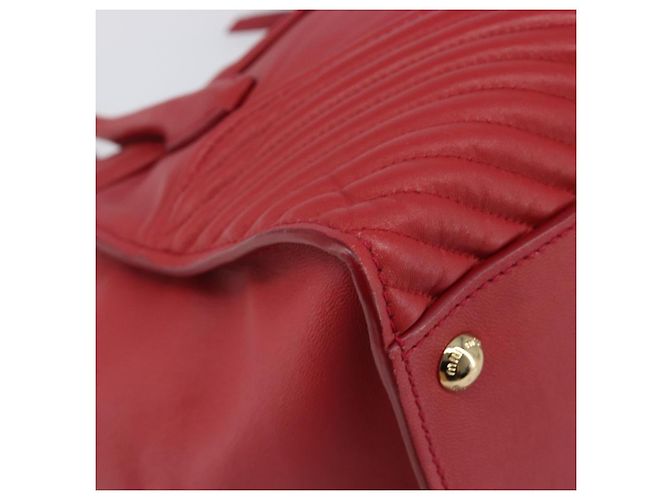 Saco Tote Miu Miu em couro 2 vias vermelho tom dourado Auth ka6072A - vista 16