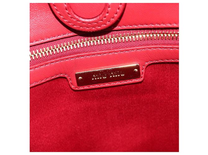 Saco Tote Miu Miu em couro 2 vias vermelho tom dourado Auth ka6072A - vista 18