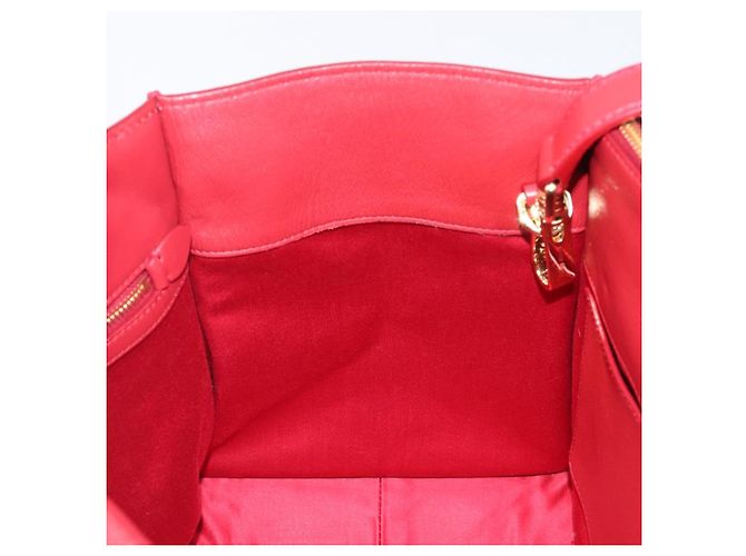 Saco Tote Miu Miu em couro 2 vias vermelho tom dourado Auth ka6072A - vista 20
